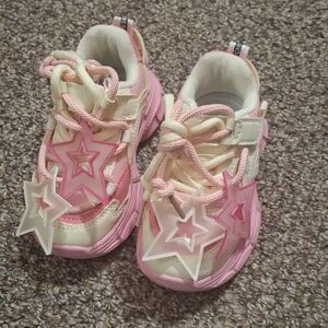 Chic Pink and Cream Star Kids Sneakers